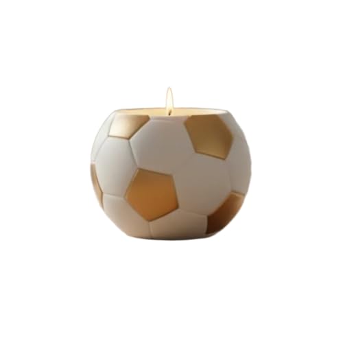 Vela perfumada con forma de fútbol, vela decorativa de cera de soja, decoración del hogar y regalo para fanáticos del fútbol, adorno de habitación temática de cumpleaños y deportes (B)