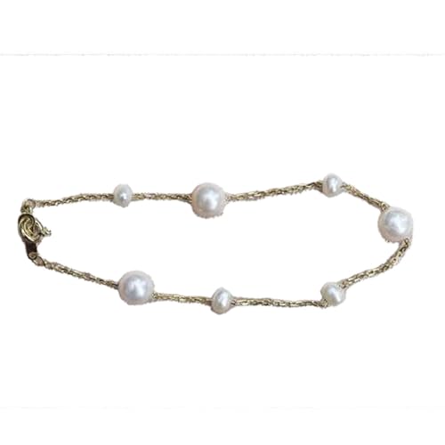 [理光パール] 淡水真珠ステーションブレスレット(シルバー金メッキ色)