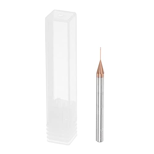 Image of uxcell Square Nose End Mill, 0.4mm Solid Carbide AlTiSin Coated Long Reach CNC Router Bits 2 Flutes Milling Cutter with Extended Neck, 6mm Cutting Length 4mm Shank