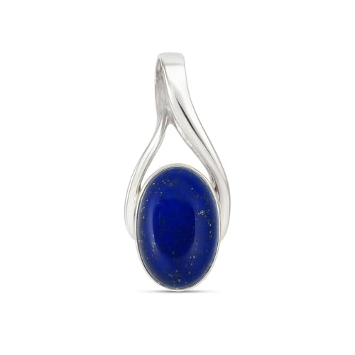 Pendentif en argent 925 et pierre naturelle ovale fait main de prestige