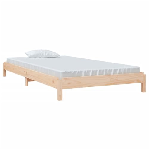 vidaXL Stapelbett Holzbett Massivholzbett Einzelbett Bett Bettgestell Bettrahmen Schlafzimmerbett Schlafzimmermöbel Schwarz 80x200cm Massivholz Kiefer