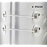 2 Pack Refrigerator Door Locks with 4 Keys, File Drawer Lock, Freezer Door Lock and Child Safety Cabinet Locks by REZIPO White