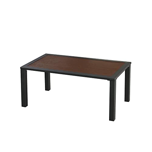 Lokatse Home Outdoor Patio Rectangle Coffee Table With Metal Frame All Weather, Brown #TOP6