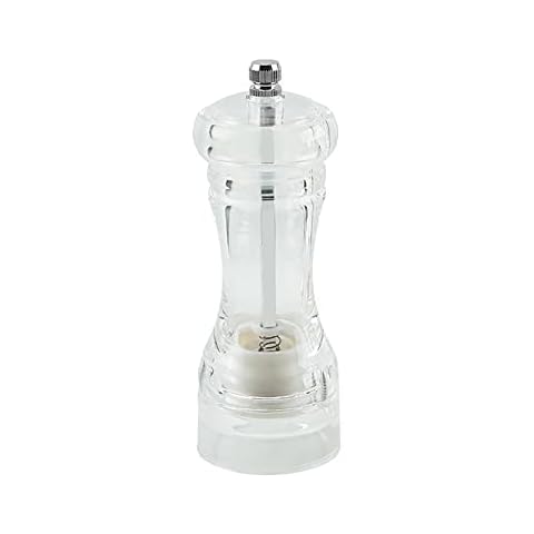 JIHUOO Clear Acrylic Pepper Grinder Mill Refillable Sea Salt Grinder Pepper Mill Shaker Spice Grinder with Adjustable Coarseness Cover