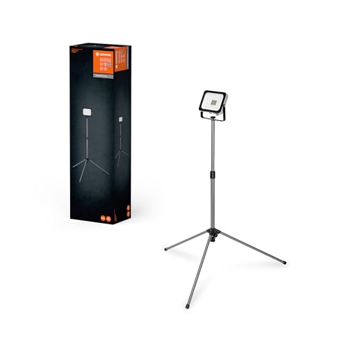 LEDVANCE Lámpara de trabajo LED portátil para aplicaciones exteriores, Worklight Value con trípode plegable y 1x foco de 30W, blanco luz diurna (6500K), gris oscuro, paquete de 1