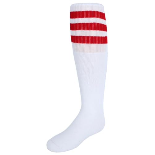 Jefferies Socks Kid's Striped Knee-High Tube Socks (1 Pair), Small (Shoe Sizes 9-1), Red