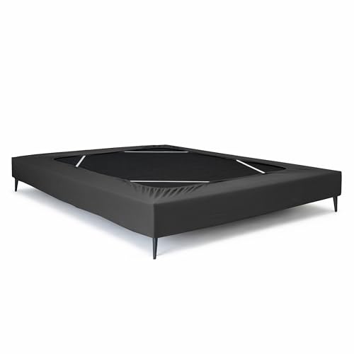 Textilhome Funda Elástica Cubre Canapé para Cama 150/160x200 cm - Protector de Base Ajustable con Faldón - Tejido de Punto con sujeción elástica. Color Gris