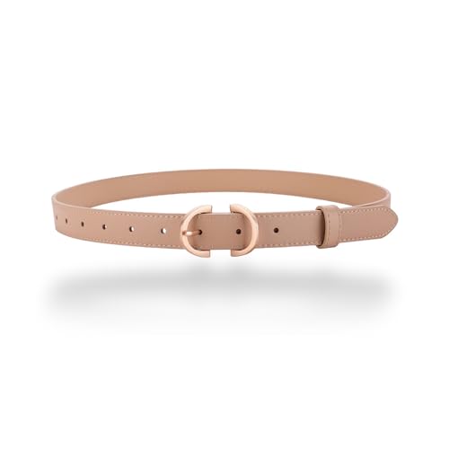 Women's Belt Soft Premium Genuine Leather Belts Waist Belt Solid Color Gold Buckle Waistband For Pants, Jeans & Dress2