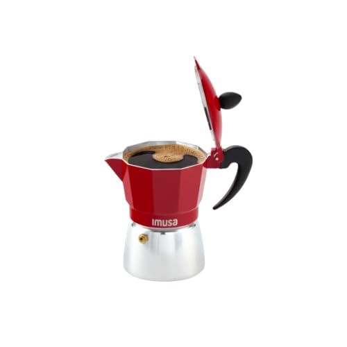IMUSA USA B120-42T Aluminum Stovetop Coffeemaker Espresso Machine 3-Cup Red