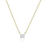 Kyerlyn Diamond Filled CZ Necklace 14K Gold Plated Handmade Cubic Zirconia Adjustable Solitaire Necklace Delicate Simple Jewelry Gift for Women
