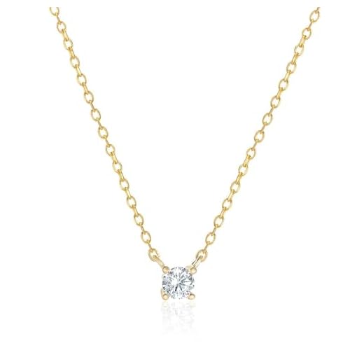 Kyerlyn Diamond Filled CZ Necklace 14K Gold Plated Handmade Cubic Zirconia Adjustable Solitaire Necklace Delicate Simple Jewelry Gift for Women Girls