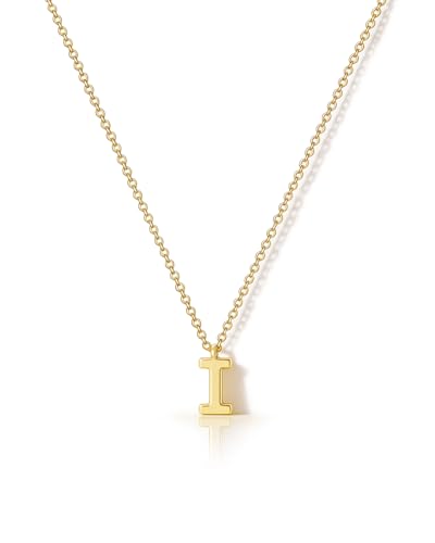 HANLI Colgante Letra Inicial para Mujer - Collar de Letra I Personalizado Bañado en Oro 14K Joyería Fina para Mujer Regalo Elegante Delicado Monograma
