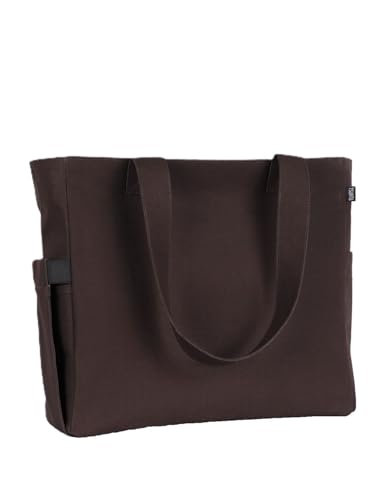 Image of TSANTA U Shaped Canvas Tote Bag, 35.56x33.02 cm with 10.8 cm Gusset, Cotton, Zipper Closure, Laptop Compartment