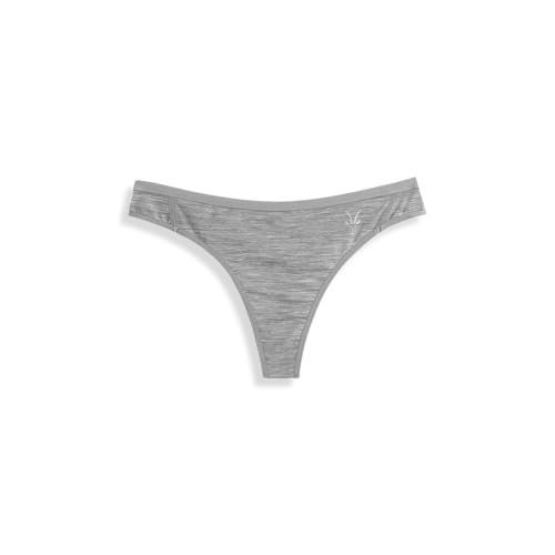 IBEX Merino Wool Natural Thong for Women | Moisture-Wicking, Odor-Resistant & Breathable Underwear for Everyday Comfort & Active Wear | Silver Melange (Large)