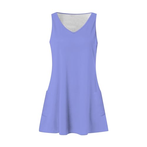 Image of Summer Dresses for Women 2026 Casual V Neck Sleeveless Sundresses Boho Beach Tank Dresses with Pockets