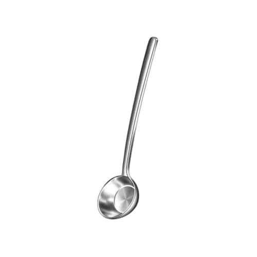MoSundi Cucchiaio da cucina con manico lungo in acciaio inox, cucchiaio da zuppa e salsa, resistente al calore, cucchiaio da portata con manico ergonomico, argento per A