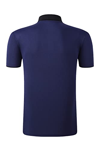 Bepuzu Golf Shirts For Men Dry Fit Performance Moisture Wicking Polo Short Sleeve Rib Collared T-Shirt,Dark Navy-L #TOP1