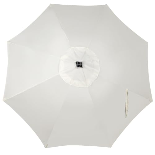 Image of Blissun 9 ft Solar Umbrella, 32 LED Lighted Patio Umbrella, Table Market Umbrella, Outdoor Umbrella for Garden, Deck, Backyard, Pool and Beach (Creamy White)