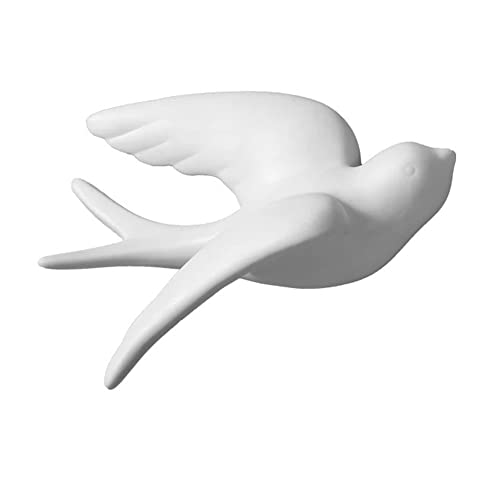 ZEBEYE Wandkunst-Dekor, weiße Keramik-Vogel-Skulptur, 3D-Wand-Kunst-Dekor, for Aufhängen, Heimdekoration, Wohnzimmer, Büro, Hochzeitsgeschenk, rechts, klein (Color : Right, Size : Large)