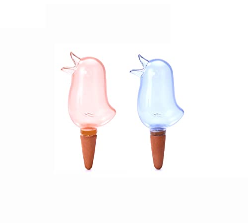 Lot de 2 dispositifs d'arrosage automatique transparents en forme d'oiseau pour plantes de jardin