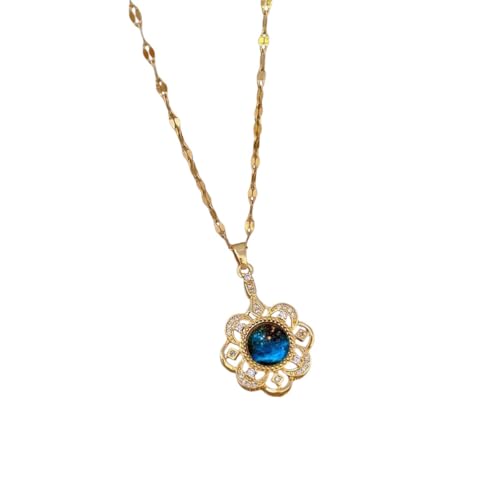 Collier pendentif bleu étoilé en acier doré, le cadeau créatif idéal pour femme
