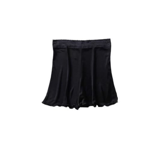 IOEUIWP Pantalones Cortos de Seda Verano Debajo la Falda for Mujer, Ropa Interior cómoda hasta el Muslo, Pantalones Seguridad Talla Grande(Black,L(50-60kg))