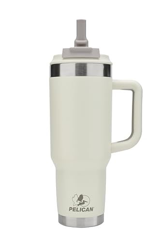 HydrationHub USA Pelican Porter™ Dual - 40 oz. Dual Lid, Recycled Double Wall Stainless Steel Travel Tumbler, Linen