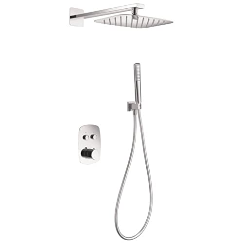 IMEX - Conjunto termostático de ducha SERIE HIDRA - Color Cromado empotrado Pared - GPH035