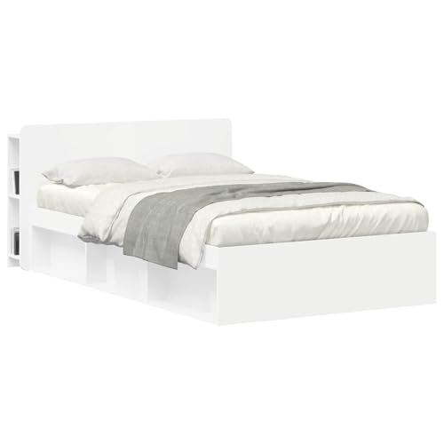 vidaXL Cabinet de Tête de Lit avec Stockage Blanc 135 x 18,5 x 80 cm, Tête de lit en Bois U Moderne, Armoire Multifonction, rangements, Meuble pour Chambre,...
