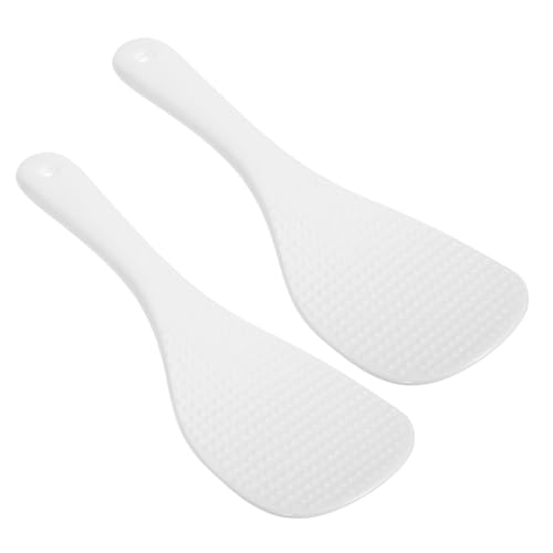 SOLUSTRE 2Pcs Non Stick Rice Paddle Spoon Smooth Ceramic Rice Serving Scoop for Home Kitchen Delicate Design with Ergonomic Grip for Easy Handling and Fluffy Rice Transfer