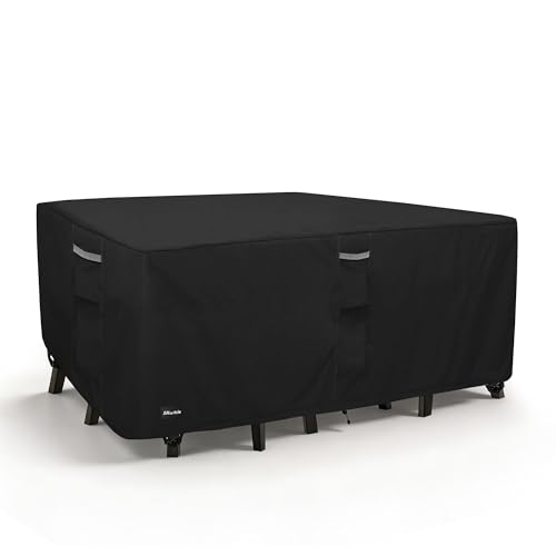 Image of ANartcle Patio Furniture Covers 111L x 74W x 28H inch,600D Waterproof Heavy Duty Outdoor Furniture Covers,Outdoor Wicker Furniture Set with Swivel Patio Chairs General Purpose Furniture Cover,Black