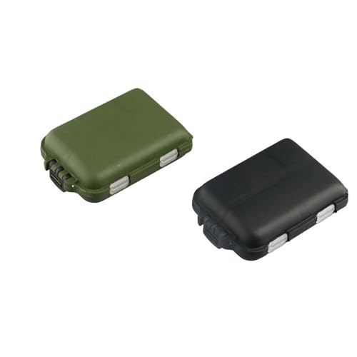 Pokinge 2PCS Compartment Mini Fishing Storage Case, Fishing Hook Lure Bait Box Organizer Container Case Fishing Accessories Fishing Tackle Box