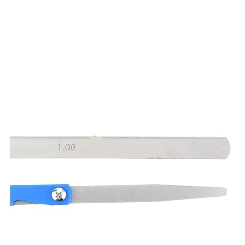 Calibrador de espesores (gauge) de latón y acero para medir holguras y espesores, modelo 89A32, 32 láminas miniatura 4