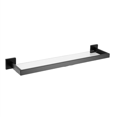 Matte Black Bathroom Accessories Set - Stylish Organizer with Towel Rack Toilet Paper Holder Brush Glass Shelf Soap Dish & Toothbrush Holder - Modern Decor for Elegant Bathrooms