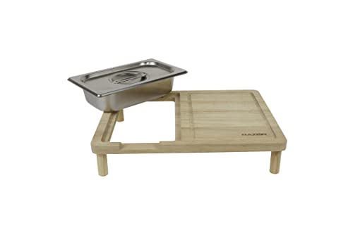 tabla para cortar rectangular de madera y acero inoxidable miniatura 4