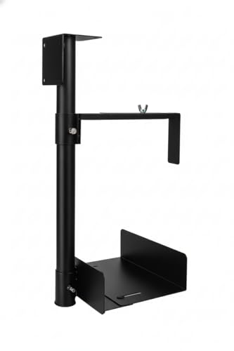 Image of Heavy-Duty CPU and UPS Holder, Black Metal Adjustable Under Desk and Wall Mount Stand with Height and Width Adjustment