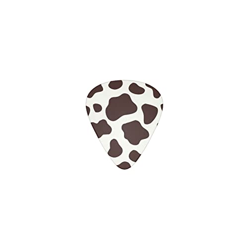 牛柄 動物柄 ブラウン デザインギターピック guitar pick ティアドロップ型 エレキギター/アコースティックギター/クラシックギター/ベース等の練習に最適な12枚セット