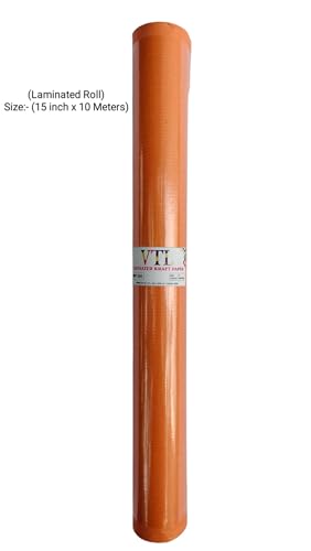 Image of VTL Orange Notebook Cover Roll for School & Office Books, Waterproof Laminated Book Protection Cover, 15 Inch x 10 Meters Each Roll, Pack of 2 inch