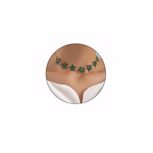 Collier ras du cou émeraude or pendentif cristal vert bijoux femmes