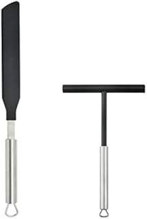 Crepe Spreader Scraper Spatula Kit: Stainless Steel Crepe Pan Maker Batter Spreader Tool Cream Spatula Scraper Cake Frosting Decorating Spatulas for Kitchen Baking