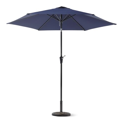 Image of Amazon Basics 95.3 inch Outdoor Patio Umbrella with Crank Lift and Push Button Tilt, Steel Pole, Steel Ribs, Navy