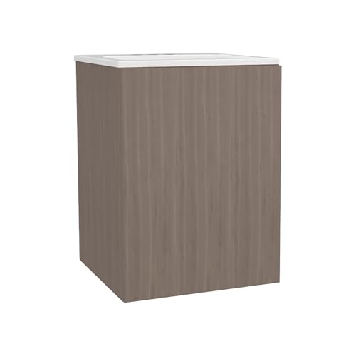 Tuhome Colton Freestanding Bathroom Vanity Cabinet, 23.7" H x 17.7" W, Compact 1-Door Sink Cabinet with Open Shelf, Engineered Wood, Light Gray or Black, Small Vanity for Powder Rooms