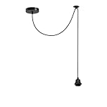 LEDSone Modern and Retro 2M Adjustable Single-Head Pendant DIY Light Black Flex Cable with E27 Socket Holder for Dining Room Living Room Kitchen Hallway Cafes Bars Offices and Restaurant