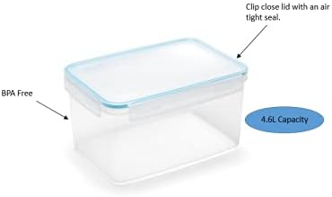 Addis 502265 Clip & Close Rectangle Food Storage Box, 4.6 Litre Multicolour