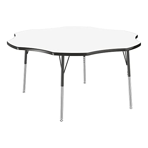 Image of Learniture Adjustable Height Dry-Erase Classroom Activity Table for School and Home, Flower Activity Table with Whiteboard Top, 60 inch D x 60 inch W x 30 inch H, White