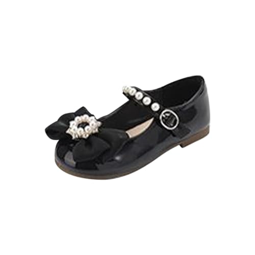 Girls Marry Jane Shoes Kids Flat Sole Faux Leather Dance Shoes Baby Pricess Buckle Comfy Bowknot Dress Shoes