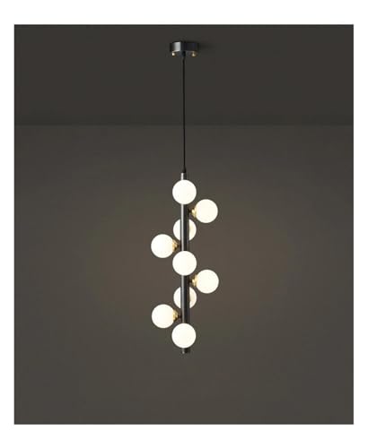 Lampe de restaurant rétro française haut de gamme en V noir à 9 lumières chaudes