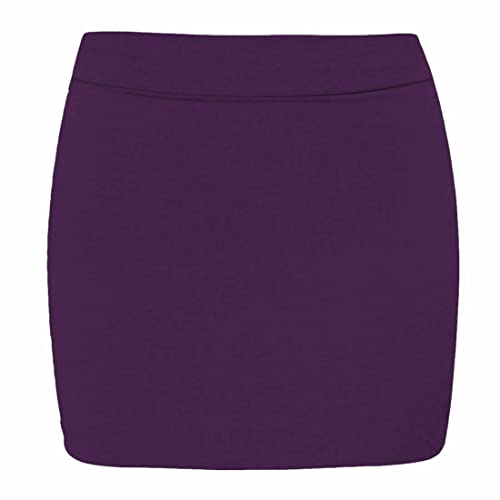 Image of Colop Womens Plain Stretch Bodycon Short Mini Office Ladies Pencil Skirt Size 8-26 (Purple, 12-14)