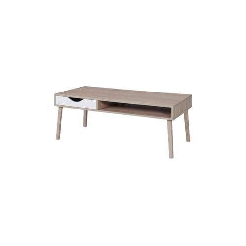PRICE FACTORY just for you Table Basse Oslo - Coloris chêne et Blanc - Style scandinave - 120 x 60 x 45 cm