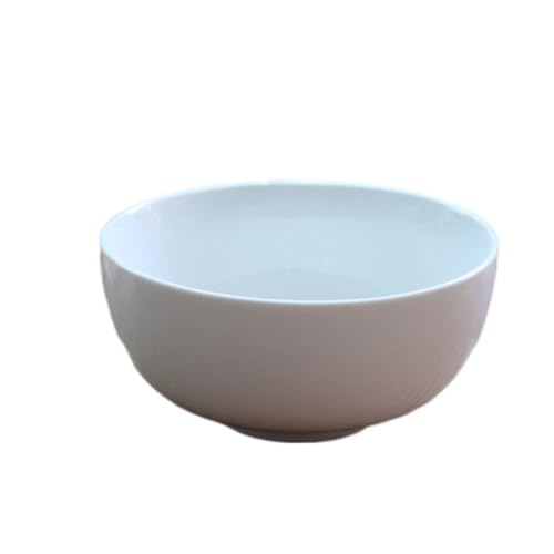 白い刷毛目円形陶磁器どんぶり電子レンジ対応シンプルご飯茶碗サラダ用 (5.25"光沢のあるボウル)